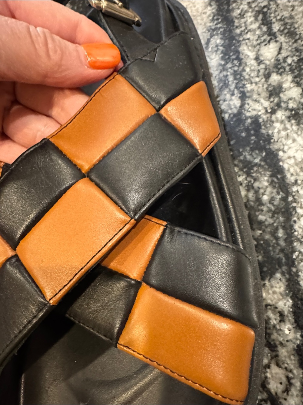ALOHAS Black and Tan Woven Leather Slingback Sandals - Picture 13 of 13